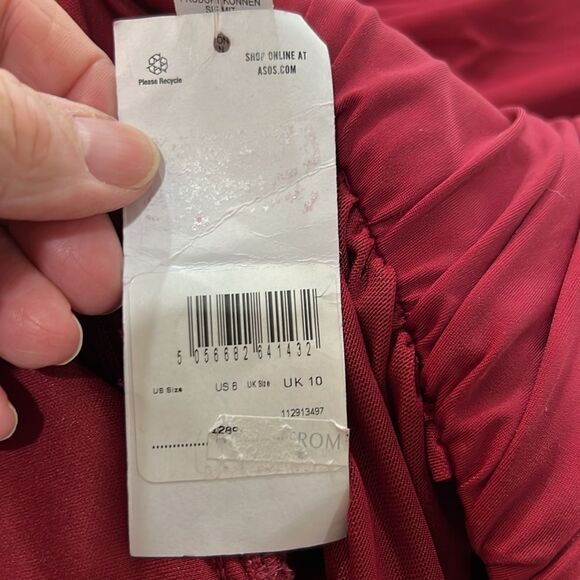 ASOS Design Nordstrom halter mesh ruched midi dress in red size 6 NWT - Picture 16 of 16